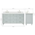 thumbnail image 2 of Ariel Monroe 67 Inch Double Rectangular Sink Bathroom Vanity With Pure White Quartz Countertop 1.5 inch Edge In Grey, 2 of 7
