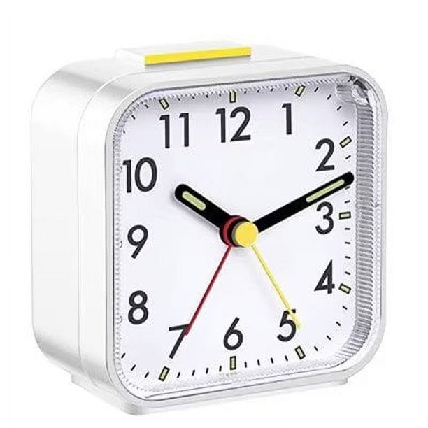 reloj despertador analógico silencioso, pequeño, silencioso, sin tictac, de viaje, de mesa, con función de repetición de luz nocturna, funciona con pilas, pantalla grande, escritorio para dormit