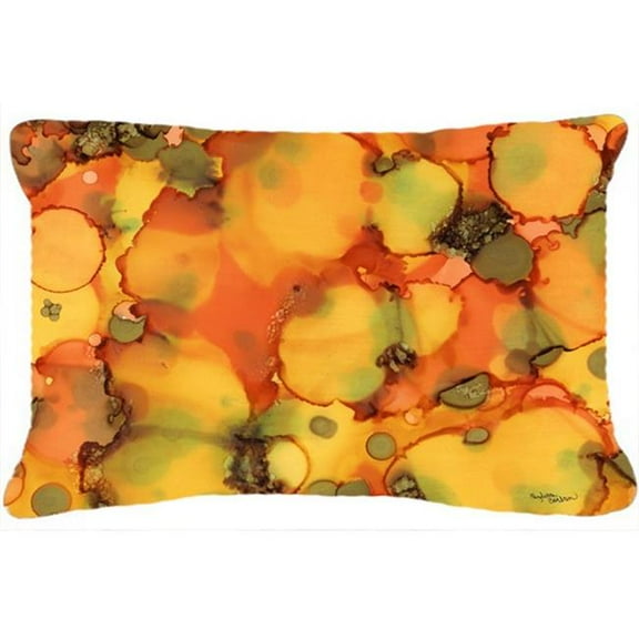 Abstract in Orange & Greens Fabric Decorative Pillow