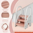 thumbnail image 6 of Gymax Three-Step Stool for Toddlers Children Step up Leaning Helper w/Safety Handles Pink, 6 of 10