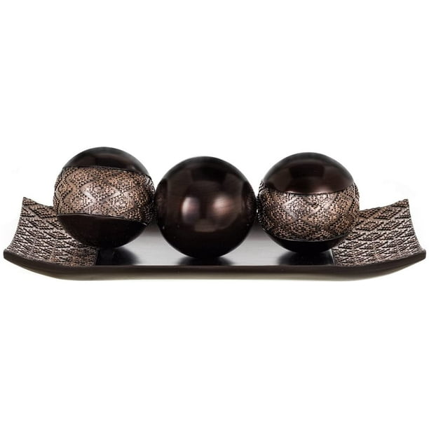 Dublin Home Decor Tray and Orbs Balls Set of 3 Coffee Table Mantle
