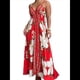 thumbnail image 1 of Vestido de Vacaciones Bohemio con Cuello en V, Floral, Sin Mangas, Holgado, con Espalda Descubierta y Dobladillo Irregular para Mujer. Grandes Flores Rojas L, 1 of 7