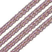 Uxcell Braid Gimp Trim 3/8" x 39 ft Polyester Upholstery Trim Decorative Woven Fabric Ribbon Trim for DIY Craft Sewing Accessories, Purple Gold