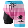 thumbnail image 3 of YAYUBA Black Swim Trunks Men Big and Tall 2 In 1 Liner Compression Quick Dry Breathable Solid Mens Bathing Suits Comfy Stretch Lined Summer Beach Swimwear, 3 of 4
