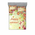 thumbnail image 2 of Floral Bedding Set with Sheet & Covers, Blossoms Bud Flowers Leaves Paisley Motifs with Hello Summer Words Image, Printed Bedroom Decor 2 Shams, 4 Sizes, Multicolor, by Ambesonne, 2 of 3