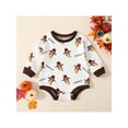 thumbnail image 2 of TSEXIEFOOFU Baby Boys Girls Thanksgiving Romper, Long Sleeve Crew Neck Letters Turkey Print Bodysuit, 2 of 9
