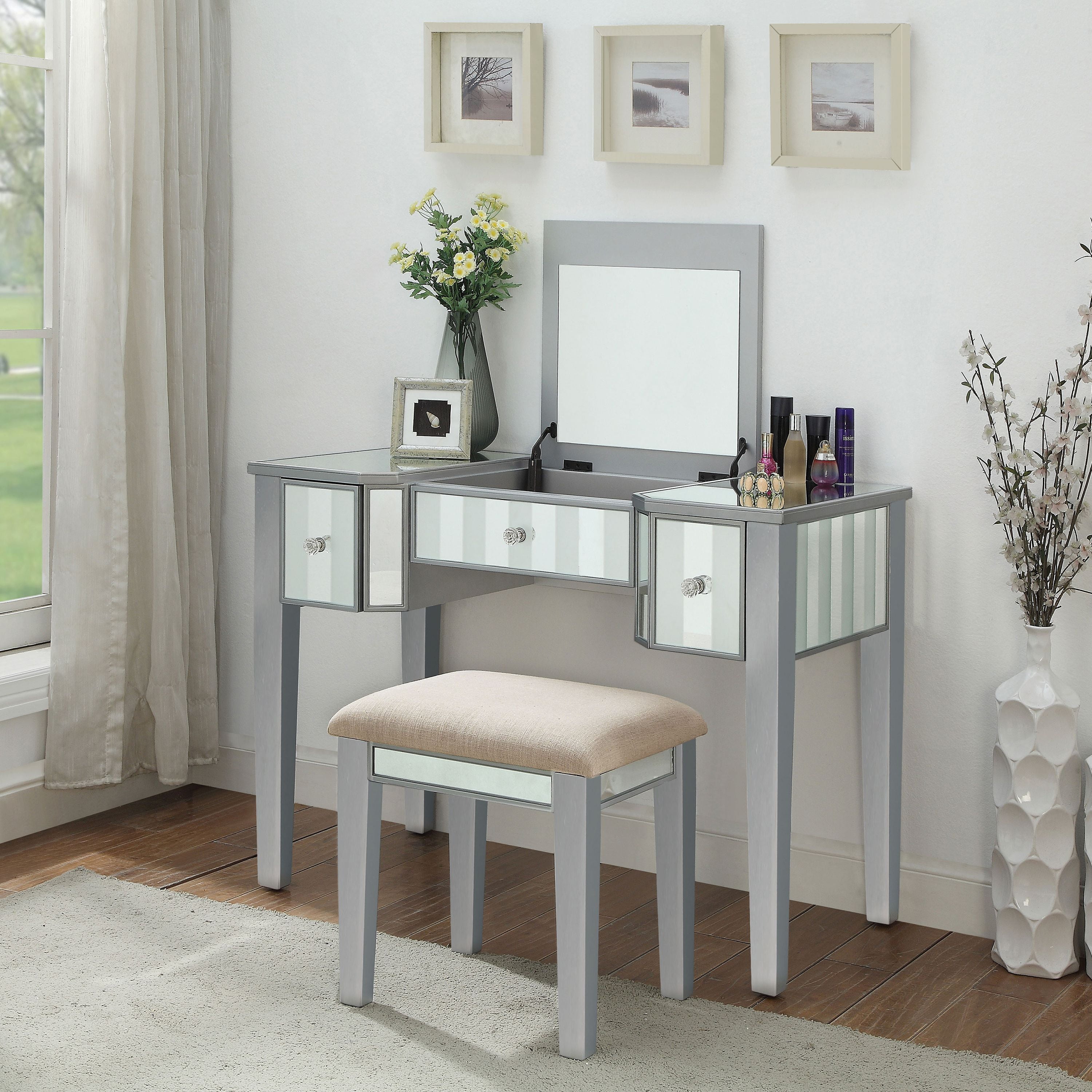 Furniture of America Boise Contemporary 2Piece LiftTop Vanity Set