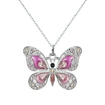 Jewelry Personality Vintage Multicolor Butterfly Necklace for Women Jewelry Gifts Necklaces for Women Alloy Pink