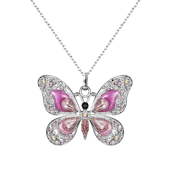 Bijoux Personnalité Vintage Multicolore Collier Papillon pour Femmes Cadeaux Bijoux Colliers pour Femmes Alliage Rose