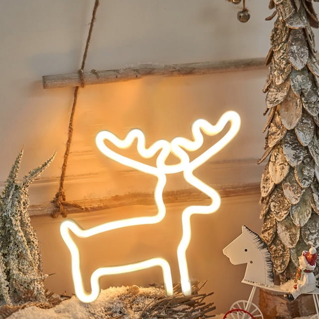 Xihbxyly Luces Navideñas, Modelado de Ciervos y Papá Noel, Brillo Suave y Cálido, Alimentación Por Usb o Pilas, Decoración Festiva, Compactas y Portátiles, Tamaño 29 X 29 Cm