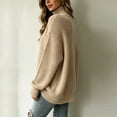 thumbnail image 5 of Xaqiouau Women Thick Textured Waffle Knit Turtleneck Sweater Soft Blend Oversized Long Sleeve Rib Cuff Fall Winter Warm Pullover Top Khaki XXL, 5 of 7