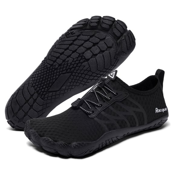 Racqua Water Shoes Lightweight Quick-Dry Swim Shoes Breathable Beach Shoes Barefoot Aqua Outdoor for Men Women Black 11 Women/10 Men