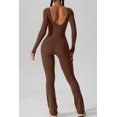 thumbnail image 2 of ORUYROP Womens Sexy Open Back Long Sleeve Flared Bottom Pants Romper Bodycon Jumpsuit, 2 of 6