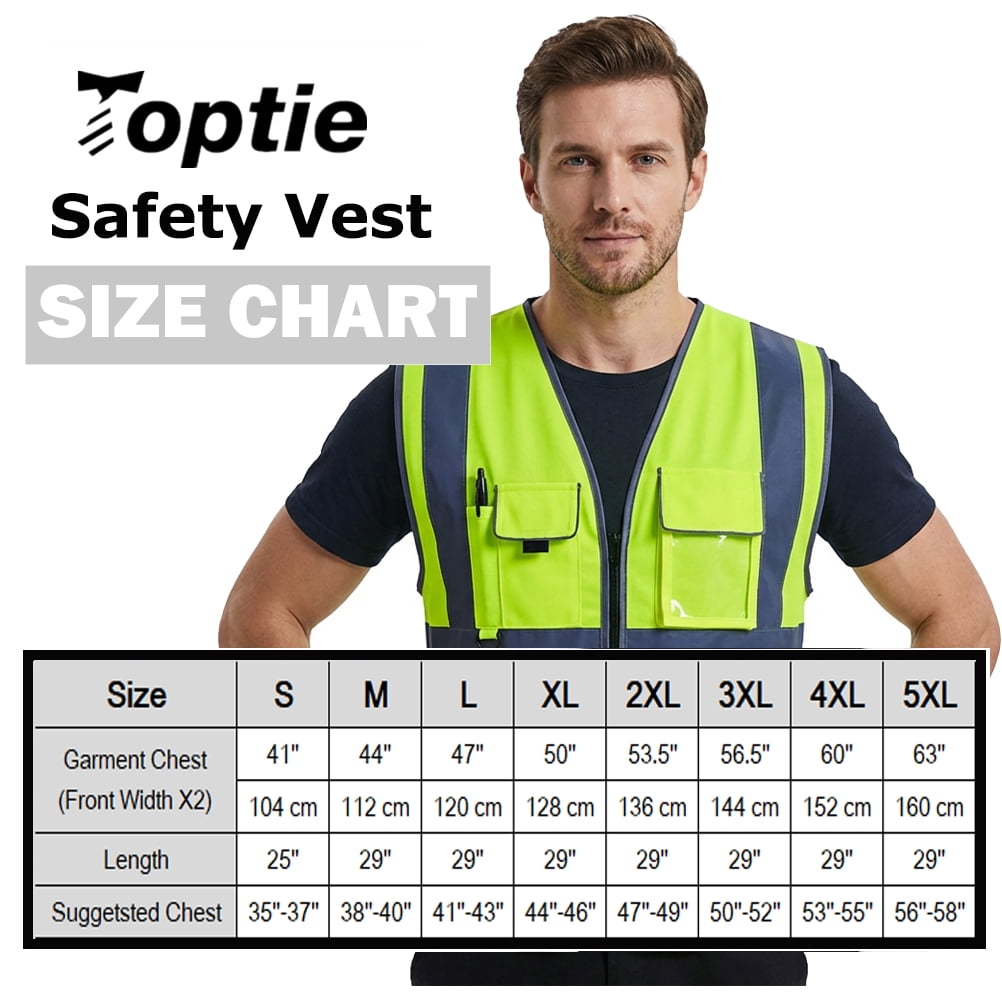 TOPTIE 8 Pockets High Visibility Safety Vest ANSI ISEA Class 2 Reflective Vest-Neon Orange-XL