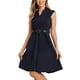 thumbnail image 4 of Vestido de trabajo INSPIRE CHIC para mujer, corte acampanado, vestido de negocios de manga corta 2024, azul profundo S, 4 of 6