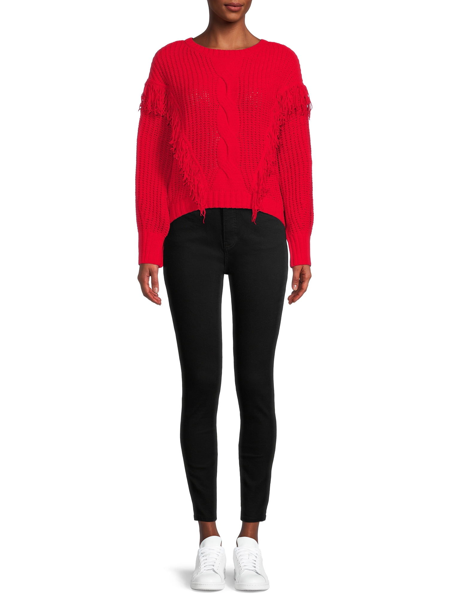 No Boundaries Juniors' Chenille Fringe Sweater