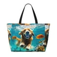 thumbnail image 2 of Pofeuu Dog Underwater Adventure Print Beach Bag,Waterproof Sandproof Beach Tote Bag, Large Capacity Foldable Beach Bags for Women, 2 of 7