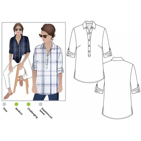 Style Arc Sewing Pattern Lennie Over Shirt Women