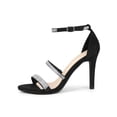 thumbnail image 6 of BLISSFUL STEP Women's Shoes Rhinestone Stiletto Heel Ankle Strap Sandals Black 5, 6 of 8