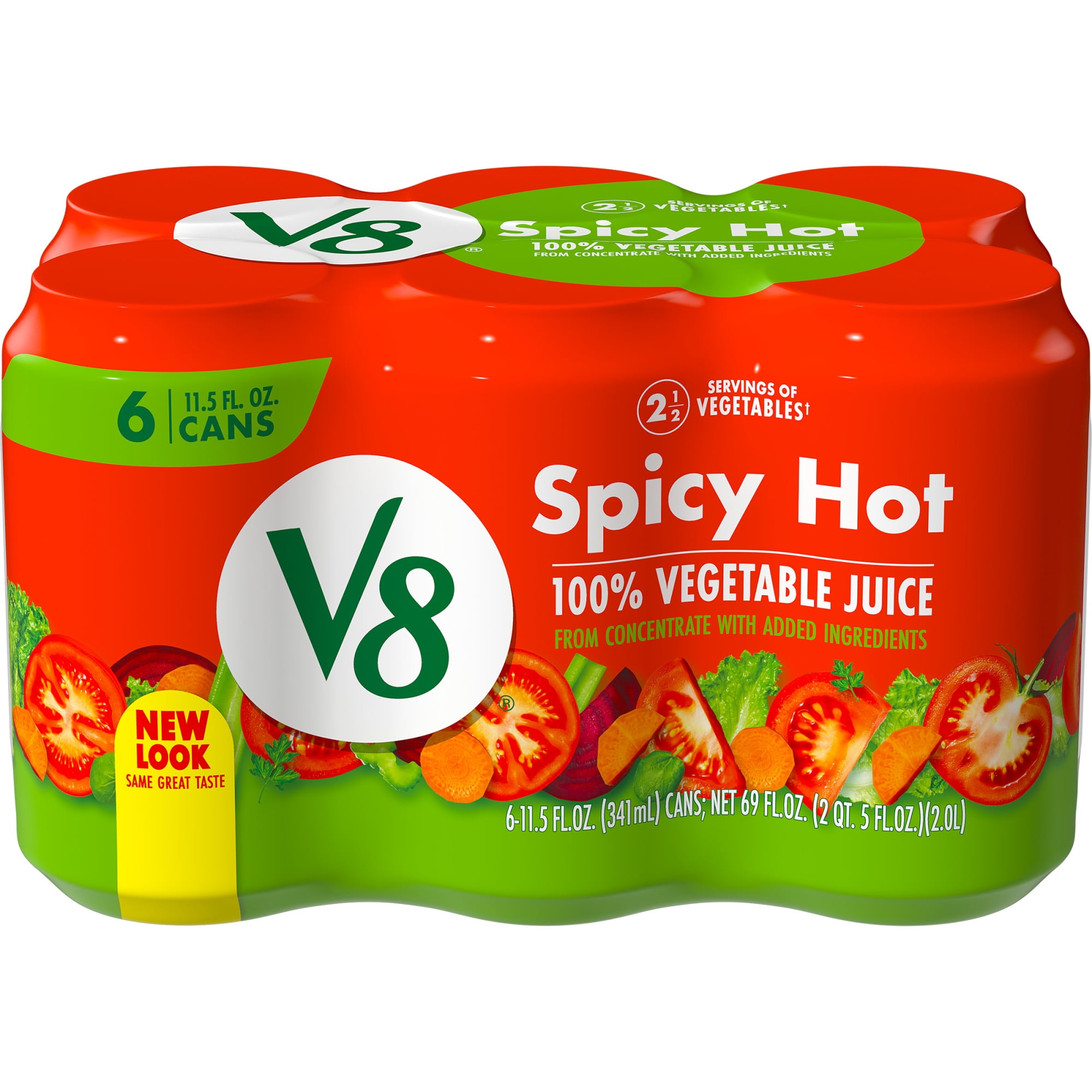 V8 Spicy Hot 100% Vegetable Juice, 11.5 FL OZ Can (Pack of 6)