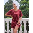 thumbnail image 6 of Ekouaer Silk Satin Sleep Shirts for Women Nightshirt Tshirt Night Gowns Short Sleeve Sleepwear Round Neck Shirt Dress With Chest Pocket, 6 of 7