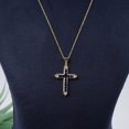 thumbnail image 4 of Gaspara Blue Sapphire Cross Unisex Necklace , 2.50CT Blue Diamond Handmade Pendant 14K Yellow Gold Plated Wedding Women's Jewelry Free 18" Chain, 4 of 4