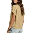 thumbnail image 6 of Women's Relaxed Fit V-Neck Short Sleeve Linen Blouse Casual Summer Top, 6 of 7