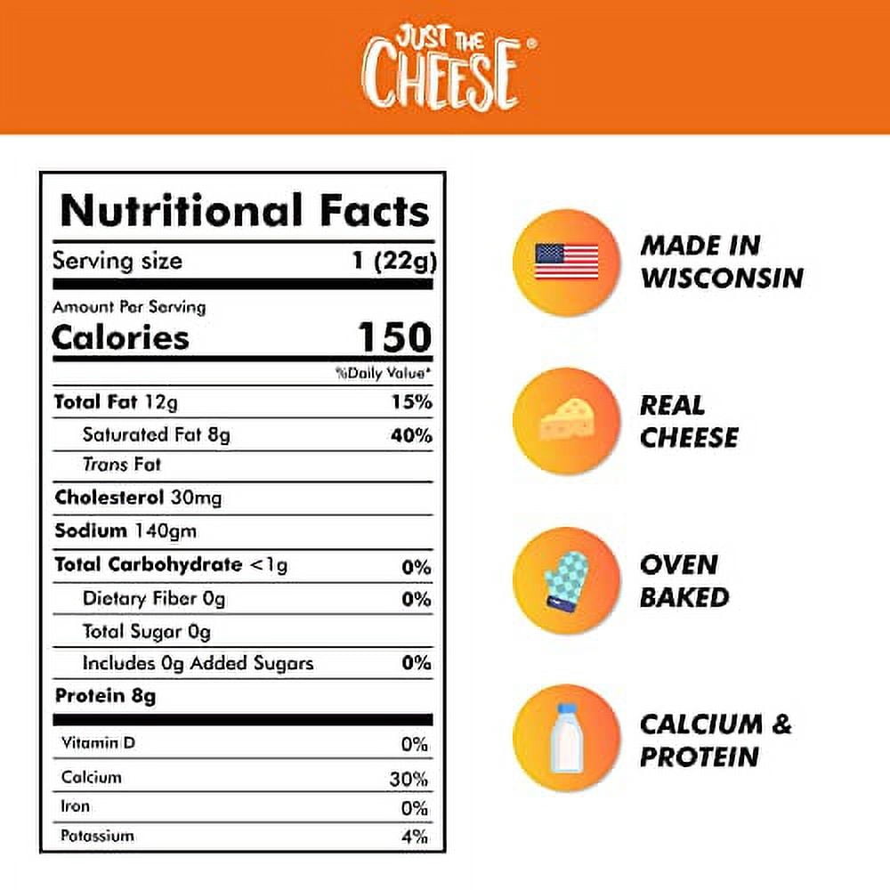 Just the Cheese Bars Cheese Crisps | High Protein Baked Keto Snack | Made with 100% Real Cheese | Gluten Free | Low Carb Lifestyle | CHEESE & REAL JALAPENO BLEND, 0.8 Ounces (Pack of 10)