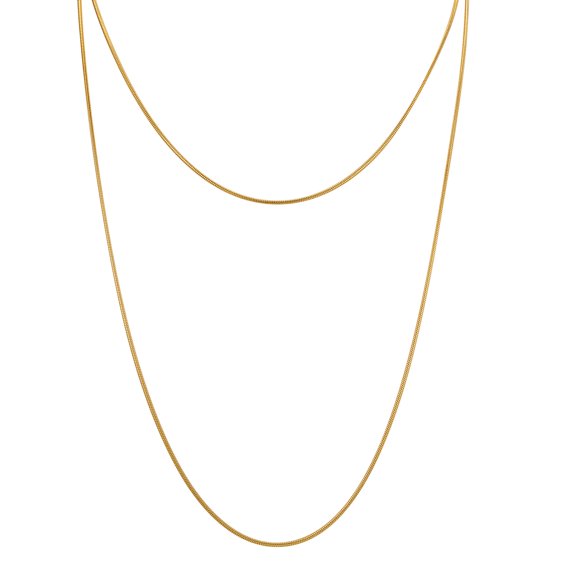 Women Gold Steel Tones Stainless Steel Double-layer Sweater Necklace Adjustable