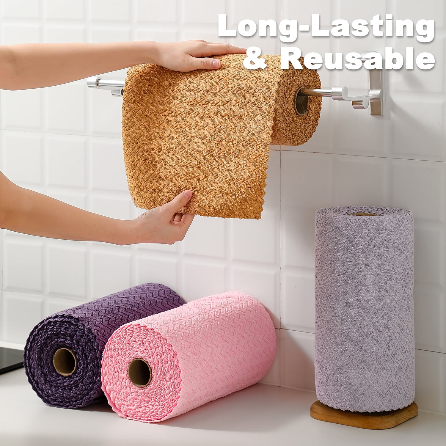 Beartech Microfiber Cleaning Cloth Roll,80 Pack Cleaning Towels,Lint Free Rags Paper Towels & Tear Away Reusable Towels,Washable Shop Rags wipe Cloth,Wash Cloths Dish Rags for Car Kitchen Window