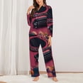 thumbnail image 2 of KLL Romantic Heart Guitar Print Women's Long Sleeve Pajamas with Pants Sleepwear Loungewear 2 Set-X-Large, 2 of 7