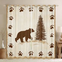 Manfei Jungle Wildlife Black Out Curtains,Cute Bear Paws Curtains Pack of 2 (42x63 Each),Beige Brown Bedroom Curtains For Men Women,Microfiber Bedroom Decor