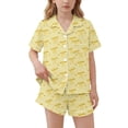 thumbnail image 2 of WAVSUF Outfits for Kids Girls Print Turn-down Collar Top and Elastic Shorts Summer Casual Home Clothes Yellow Size 9-10, 2 of 8
