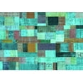 thumbnail image 1 of Ahgly Company Machine Washable Indoor Rectangle Patchwork Turquoise Blue Transitional Area Rugs, 8' x 10', 1 of 4