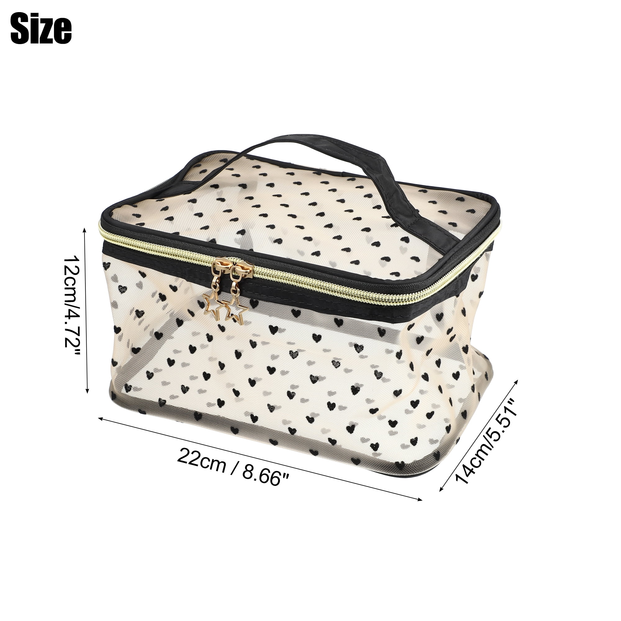 Unique Bargains Makeup Bag Travel Cosmetic Bags Zipper Beige Portable Makeup Organizer