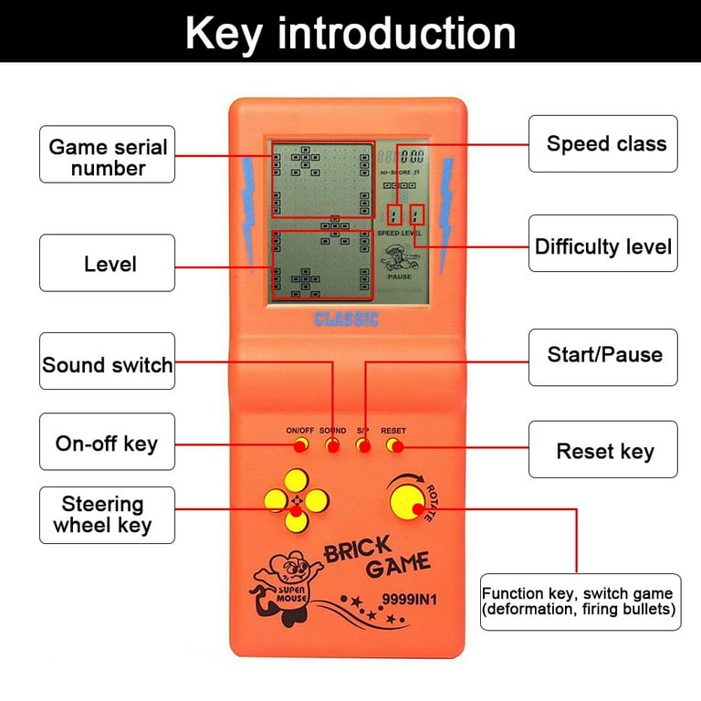 3.5-inch Screen Brick Game Console Building Block Game