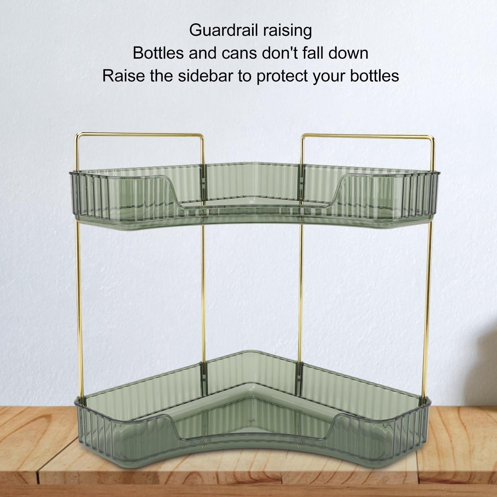 BIMZUC 2‑Tier Corner Bathroom Counter Organizer – Space‑Saving Metal Shelf for Cosmetics & Skin Care, Dark Green