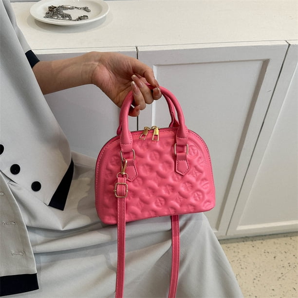 Bolso de mano para mujer, Bolso de cuero PU, Bolso de mano elegante Simple, bandolera (rosa)