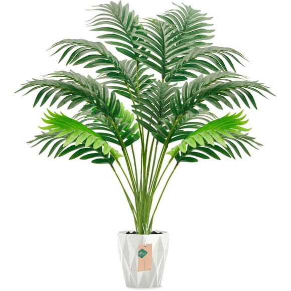 Fake Plants Large Artificial Palm Tall Faux Tree Indoor for Living Room Porch Balcony Patio Decor Outdoor ( Pot)