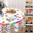 thumbnail image 3 of Happy Birthday Tablecloth Round 60 Inch Colorful Balloons Flags Stars Table Cloths Circle Cake Gifts Table Cover Washable Wipeable Polyester Tabletop for Dining Kitchen Picnic Party Decor, 3 of 7