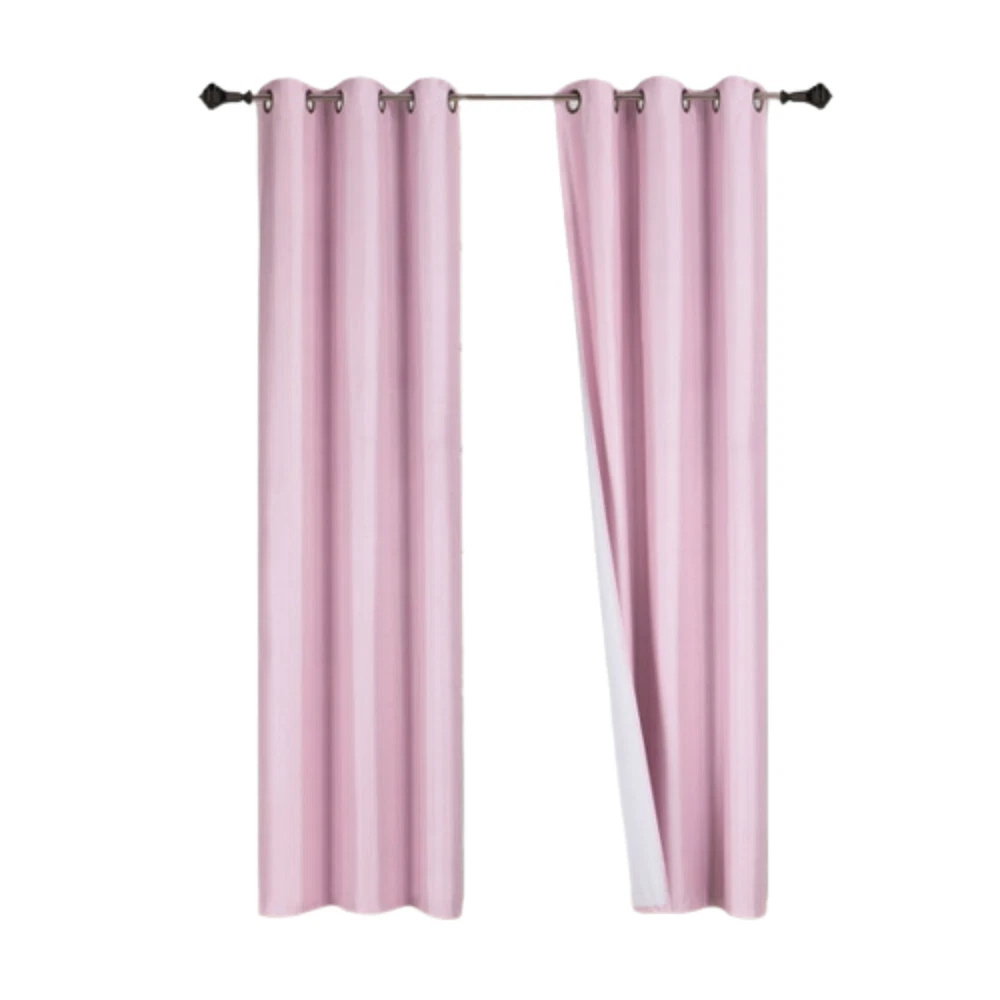 Gorgeous Home Linen Set of 2 Panels 100% Blackout Bedroom Window Curtain Panels, 84", Pink