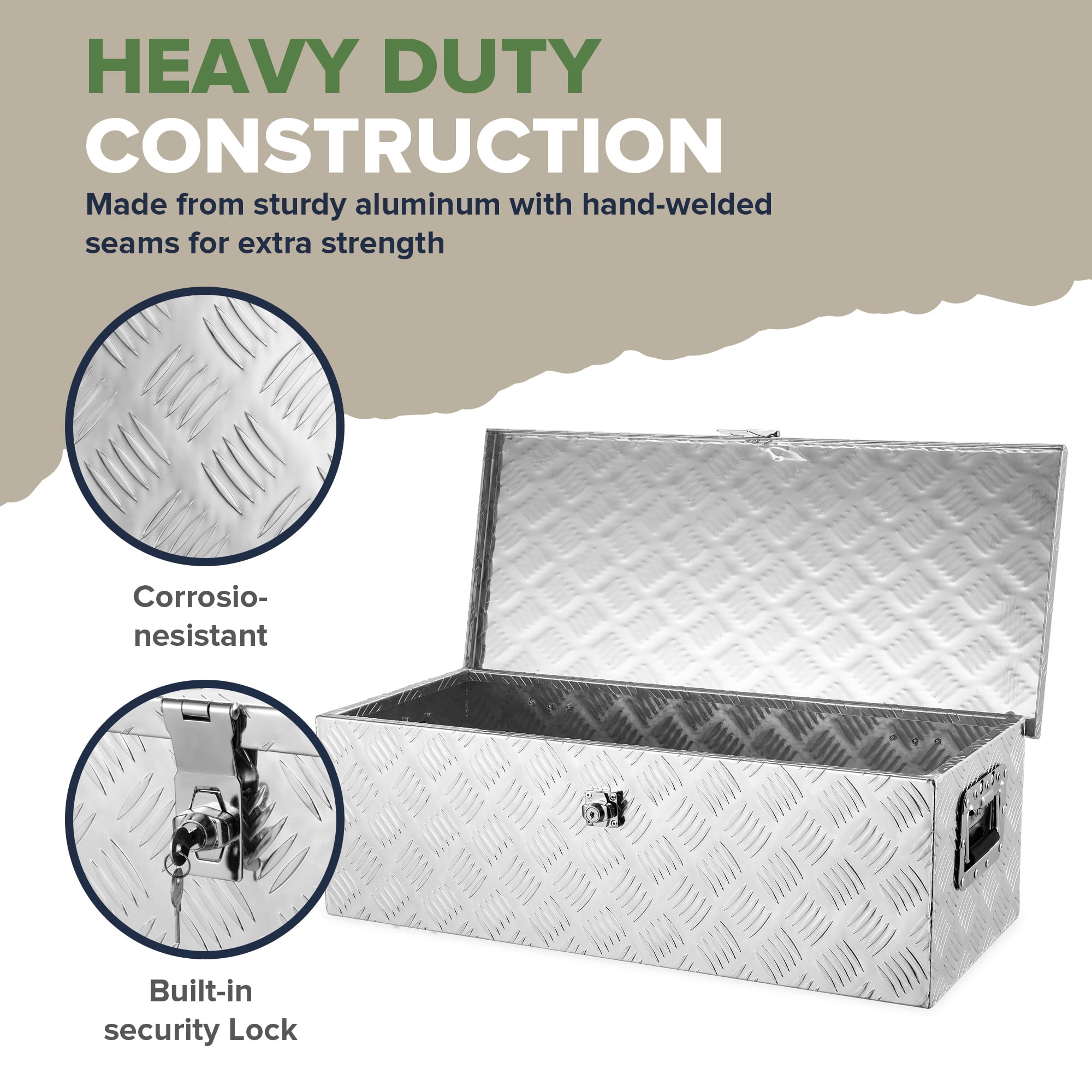 Arksen 30" Aluminum Toolboxes Underbody Tote Pickup Chest Box, Lock w/ Keys, 30-inch