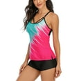 thumbnail image 3 of Aayomet Womens Tankini Bathing Suits Print Two Swimsuits Strappy Set Women Plus Piece Size Swimdress Back Swimwears Tankinis Set,Pink XL, 3 of 5