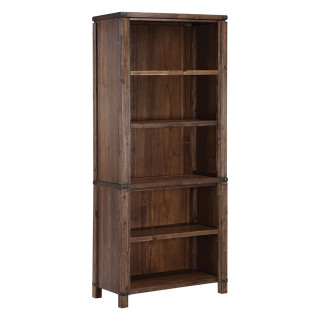 Baton Rouge 72" Bookcase in Brushed Walnut Finish in Engineered Wood