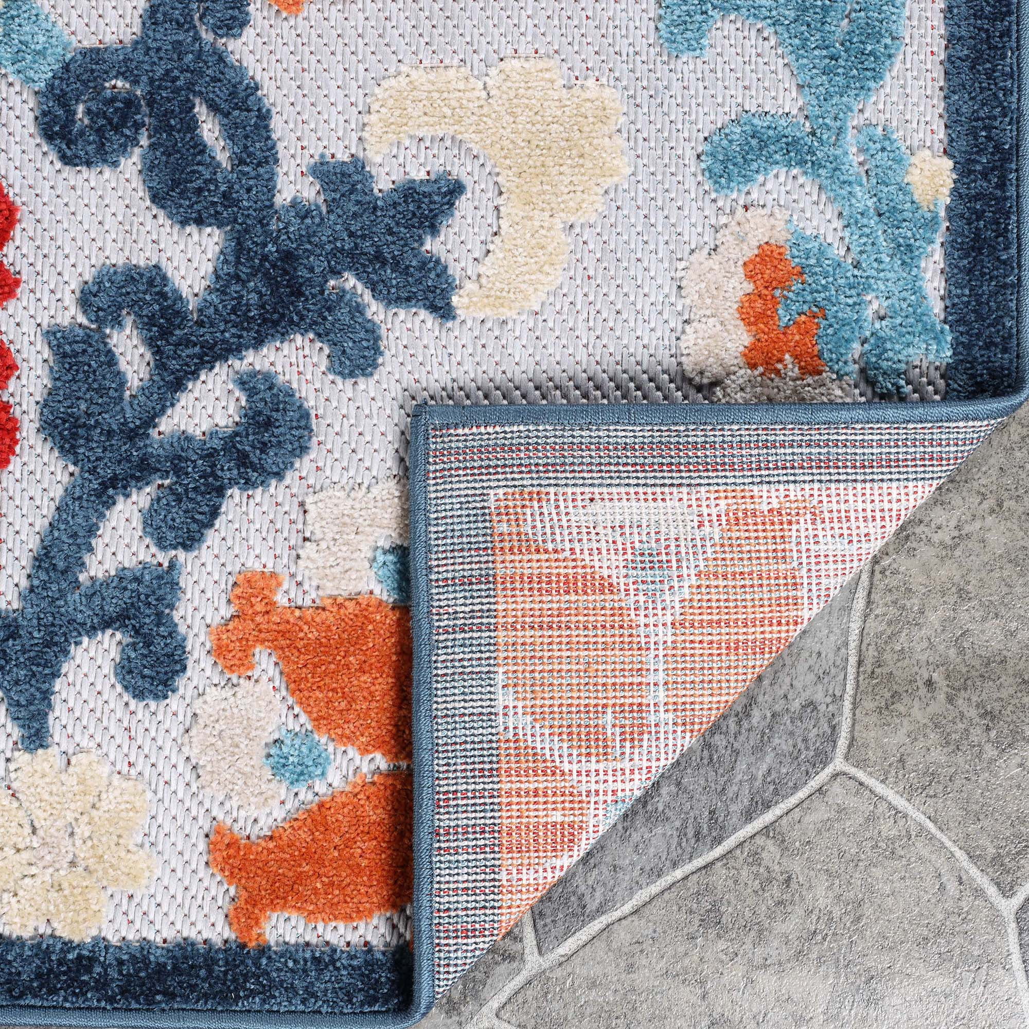 BNM Floral Scroll Indoor Outdoor Area Rug, 4' x 6', Multicolor