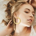 thumbnail image 6 of X & O Women's 14K Yellow Gold Plated Polished 9mm X 40 mm Hoop Earrings, 6 of 7