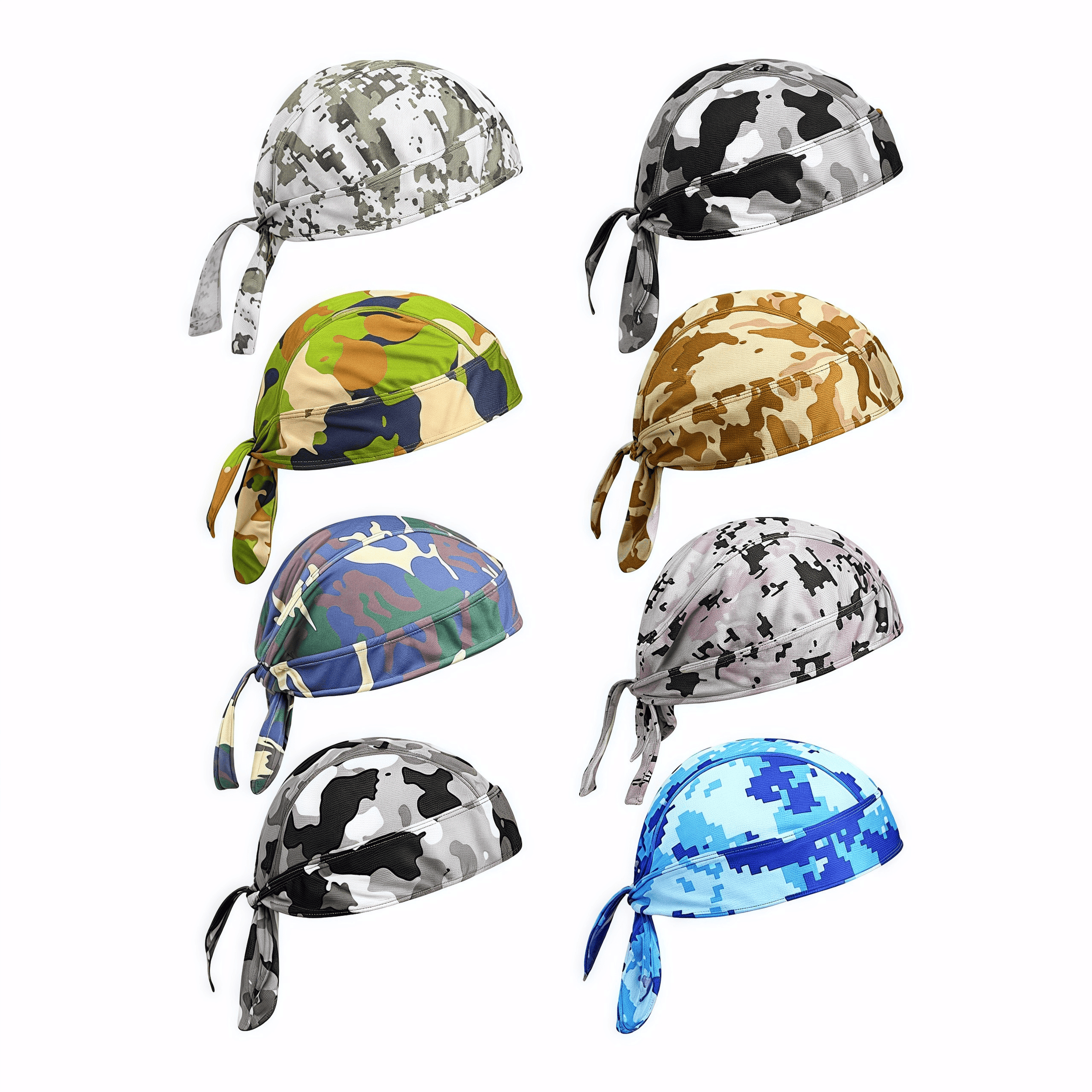 Chuangdi Cooling Do Rag & Skull Cap – Sweat-Wicking, Breathable, Stretchy Head Wrap For Cycling, Running, Outdoor Sports (Camouflage)
