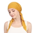 thumbnail image 3 of Audhol Hijab Cap Women india Beading Muslim Stretch Turban Hat Cotton Hair Tail Head Scarf Wrap Hats for Men Yellow One Size, 3 of 4