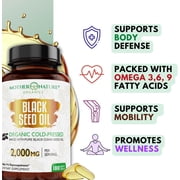 Mother Nature Organics Black Seed Oil Capsules 2000mg – 180 Softgels | Supports Heart, Immune & Digestive Health | Promotes Hair & Nail Strength