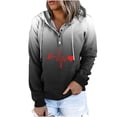 thumbnail image 2 of Jinhomg Womens Quarter Button Sweatshirt 2024 Trendy Heart Graphic Hoodies Fall Lightweight Comfy Long Sleeve Pullovers with Kangaroo Pocket Todays Daily Deals Black XXL, 2 of 5